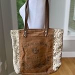 Myra Bag Handmade Leather Handle Tote Bag French Style Market Bag Brown Photo 7