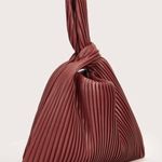Burgundy red Classy slouchy one strap knot clutch pleated tote shoulder hand bag purse Photo 1