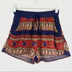 Band of Gypsies Red & Blue Floral Paisley Shorts Photo 1
