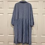 Caslon  Striped Linen Blend Dress Midi Long Sleeve Blue White Womens Size 2X Photo 1
