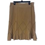 FOR THE REPUBLIC  light brown fit n flare‎ perforated lined skirt 14 Photo 2