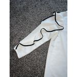 Alfani ‎ Women's white trimmed in black long sleeve blouse size Petite Medium Photo 2