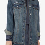 Avec Les Filles  embroidered Follow me Blue Denim Jacket XS button front Photo 0