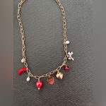 Free People  Gold Charm Necklace with Red and Silver Accents Photo 5