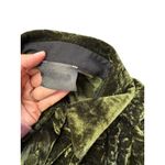 Olive Green Velvet Button Down Shirt Collared Textured Edgy Fall Statement‎ M Size M Photo 2