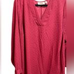 EVRI Maroon Long Sleeve Floral Pattern Blouse Sz 1X Red Photo 4