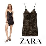 ZARA  Animal Print Mini Dress - Black and‎ Brown Photo 1