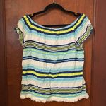 Southern Tide  Beatrix Stripe Off the Shoulder Top in Offshore Green Photo 2