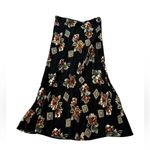 Vintage 90s Satin Floral Maxi Skirt WhimsiGoth Grunge Country Boho Size Medium Black Photo 4
