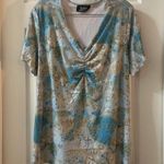 The Great  American Sportswear Co Blue Print V Neck Blouse XXL Photo 0