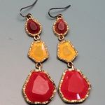 Sunset red and yellow acrylic crystal drop hook earrings Photo 0