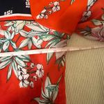 Fig & Flower Floral Lace Yoke Tie Front Boho Blouse Size L Orange Size L Photo 4