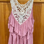 Wet Seal Pink Ruffle Tank Top Crochet Trim Layered Sleeveless Women’s Medium Photo 0