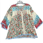 Johnny Was  V Neck Jade Embroidered Top M boho summer nwot printed blue designer Photo 1