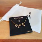 Coach NWT Script Heart Necklace in Gold Tone Photo 1