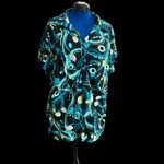 BLUE DIAMOND PLUS‎ Stretch Geometric design Black Blue Green White Top 3X Photo 3