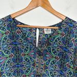 SW3 BESPOKE Silk Dress Cover Up Kaftan Size Small Colorful Paisley Boho Swimsuit Blue Photo 4