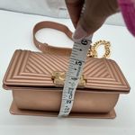 Jellypop Crossbody Bag Chevron Quilted Chain Strap Rose Gold Purse Handbag Small Pink Photo 3