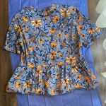 ZARA  Blue and Orange Floral Blouse Photo 4