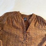 Gap Popover Cotton Brown Animal Print Blouse, size Medium Photo 4