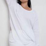 Aritzia TNA Alder Thermal Long Sleeve Waffle Knit Relaxed Fit Top Cream Sz Small Photo 1