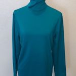 Susan Graver Essentials Size M Teal Green Ruched Turtleneck Long Sleeve Top Photo 0
