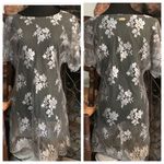 Indah  Sheer Gray Floral Lace Dress/Cover-Up Photo 1