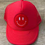 Mother Trucker by Franki Red Smiley Face Trucker Hat OS Photo 0