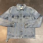 H&M Marvel Jean Jacket Men XS Blue Trucker Comic Big Spell Out D-335 Photo 0