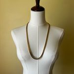Vintage‎ Gold Plated Snake Chain Necklace 30” Flat Herringbone Long Layering Photo 9