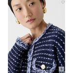 J.Crew  Cropped Lady Jacket Marled Yarn Wool Blend Preppy Navy Blue Large NWT Photo 2