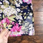 vintage • 80s floral button down blouse shirt short sleeve pink navy print Size M Photo 6