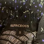 Olivaceous Women's Black Floral Print Smocked Long Baloon Skeeves Crop Top Sz S Photo 3