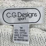 American Vintage Vtg CG Designs Women Sweater Sz M White Floral Embroidered Grandma Cottage Core Photo 4