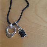 Womens rhinestone pendants with silky lace necklace with two pendants Photo 3