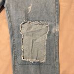 Boohoo size 12 distressed open knee straight leg jeans EUC Blue Photo 4
