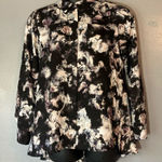 Vera Wang Simply Vera  Black Purple Gray Button Up Blouse Photo 0