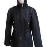 Betsey Johnson  Black Scallop Trim Jacket Women's Size M DAMGED BELT LOOPs Photo 0