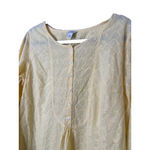 LL Bean Womens Top L Eyelet Lace Popover 100% Cotton Butter Yellow Boho Peasant Size L Photo 1