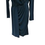 Fashion to figure Long Sleeve Drape Front Midi Dress Faux Wrap Stretch Blue XL Photo 3