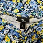 Ruched Floral Ribbed Cap Sleeve Top Blue Yellow Green Flowers Medium Photo 7