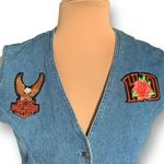 Vintage Harley Davidson Denim Vest Medium Wash Utah Chapter Motorcycle Patches Blue Photo 4