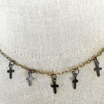 Silver/Gold tone multiple cross choker necklace Gold Photo 0