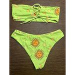 Zaful  Large 2 Piece Green Lace Up Sun & Moon Celestial Bikini Bathing Swim Suit Photo 2