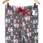 Women’s Llama Alpaca Print Fuzzy Pajama Lounge Pants New Medium Gray Photo 1