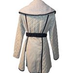 Ryu  3/4 Length Coat Women’s Size Small Belted Black and Cream Photo 2