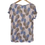 Lucky Brand  Linen Pineapple Print Blouse Top Sz 1X Short Sleeves Scoop Neck Photo 3