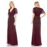 Mac Duggal 35109 Size 2 Surplice Bodice Leafy Embellished Flutter Sleeves Gown Photo 8