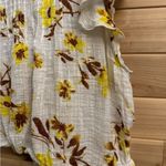 Free People One Size Small Naya Printed Floral Ruffle Sleeve Tie Bottom Hem Yellow Photo 9