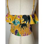 ZARA  Yellow Floral Print‎ Adjustable Strap Ruffled Bust Cropped Top Tropical M Photo 10